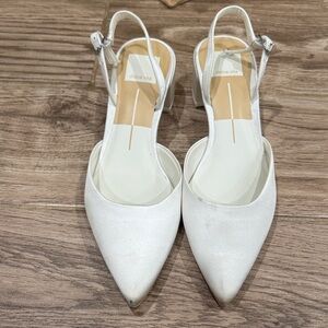 Dolce Vita Carel true white satin Slingback Heels